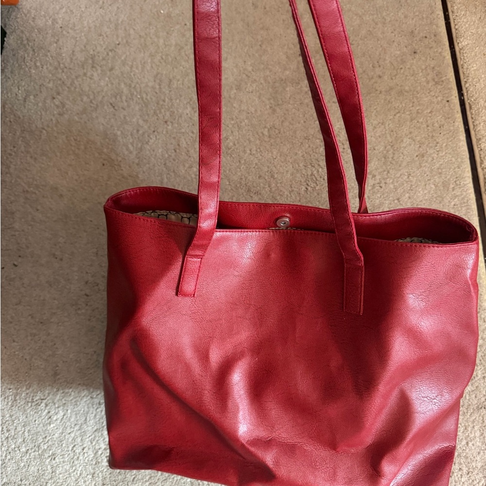 Red Leather Tote Bag - Classic Everyday Carry